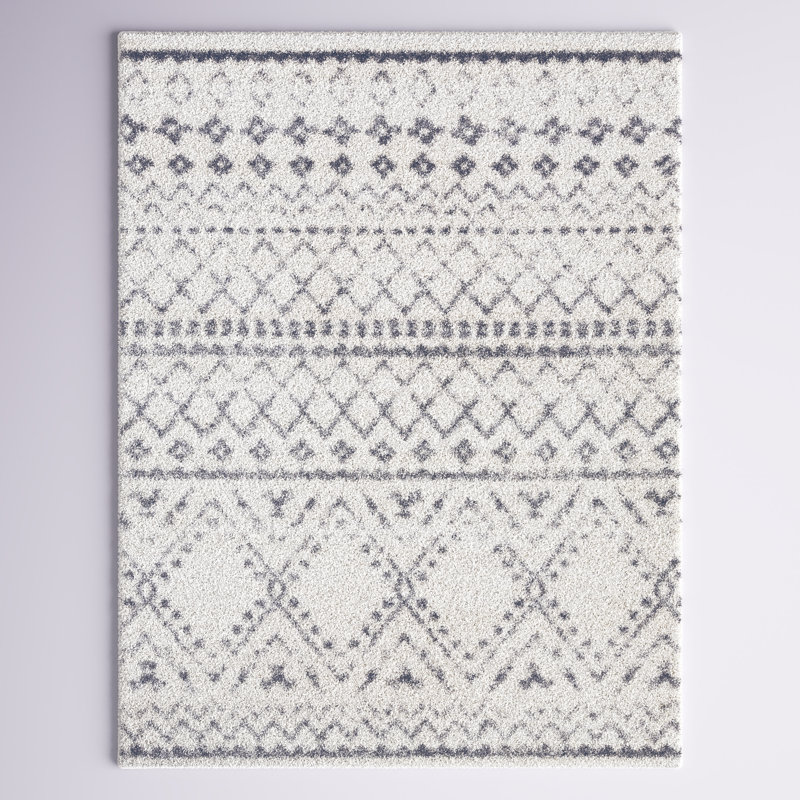 Mistana™ Shiloh Geometric White/Medium Gray Area Rug & Reviews Wayfair